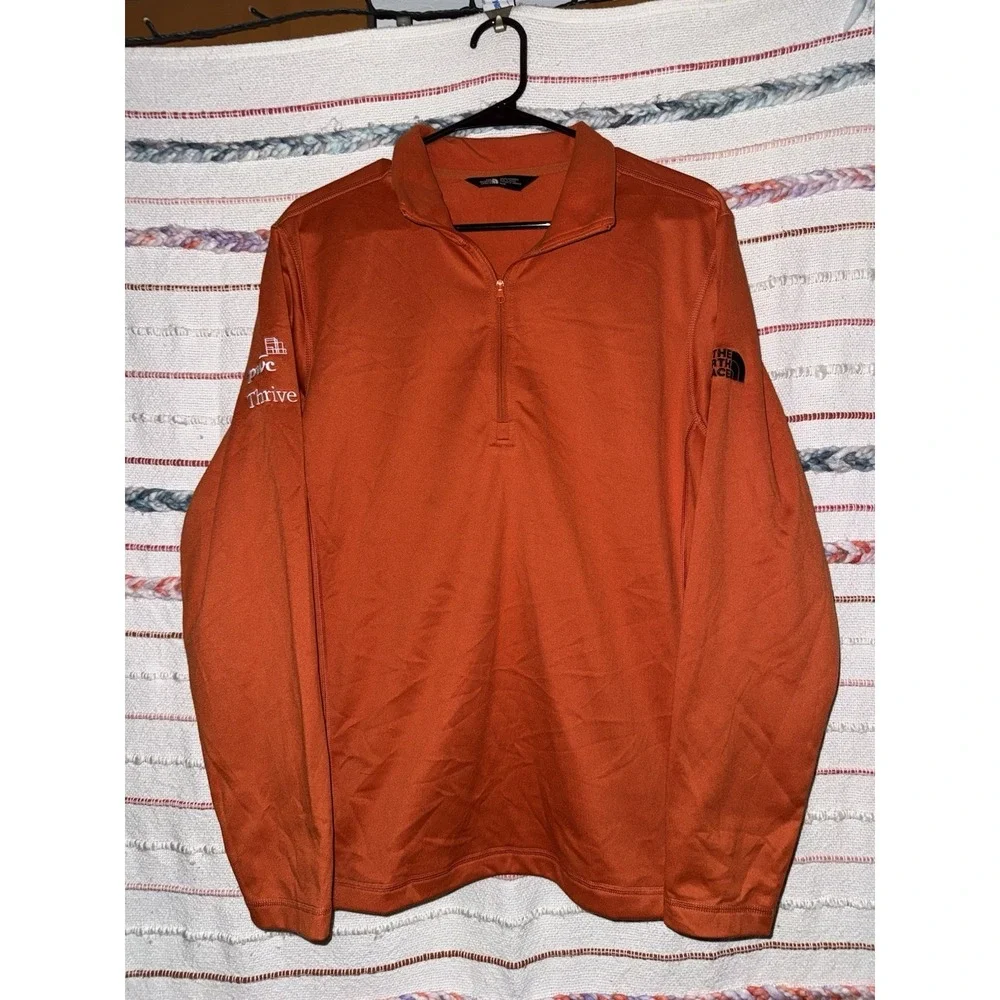 The‎ North Face Men's Orange 1/4 Zip Pullover Sweatshirt M -Long Sleeve Graphics